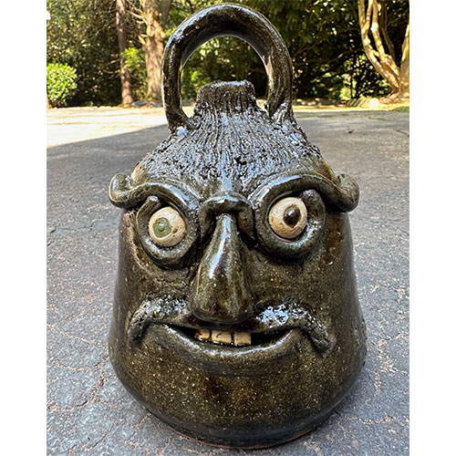 アメリカ南部のフォークアート（民芸） ガラス製の陶器壺 Pottery Jug Flossie Meaders 8.5